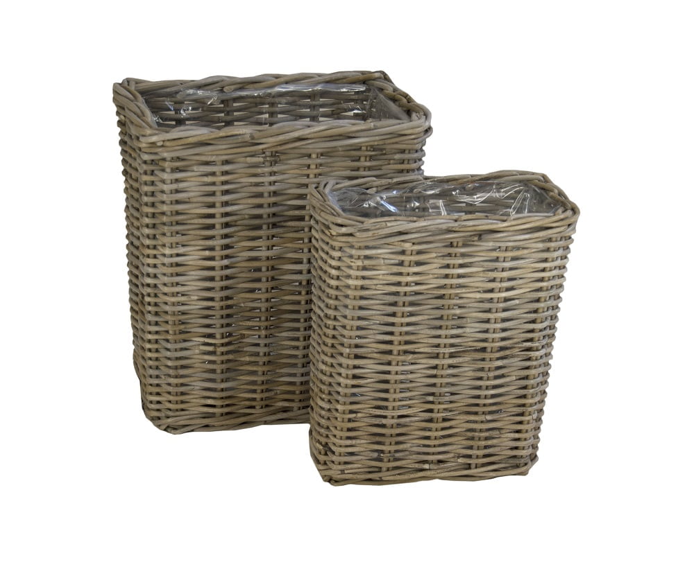 Vensterbankmand 32x17x38 & 40x25x45 in Grey rotan
