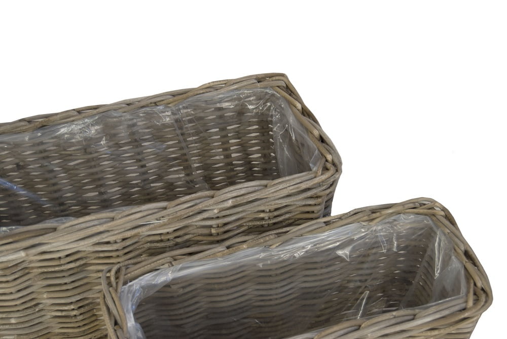 Vensterbankmand 50x20x25 & 60x25x30 in Grey rotan - Afbeelding 2