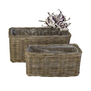 Vensterbankmand 50x20x25 & 60x25x30 in Grey rotan