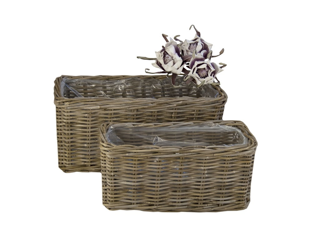 Vensterbankmand 50x20x25 & 60x25x30 in Grey rotan