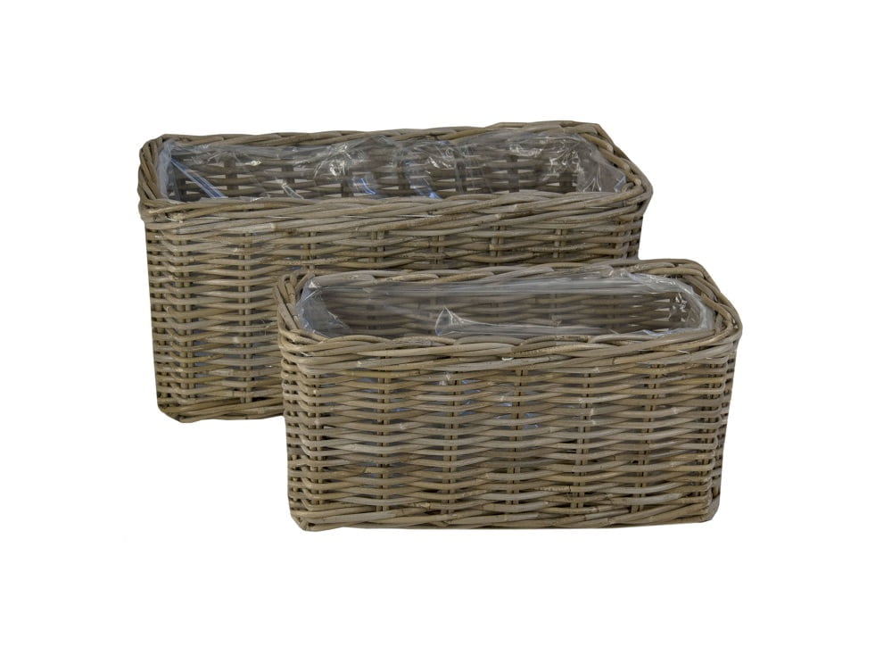 Vensterbankmand 50x20x25 & 60x25x30 in Grey rotan - Afbeelding 3