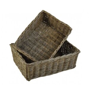 Mandje 30x22x10 & 34x26x12 in Grey rotan