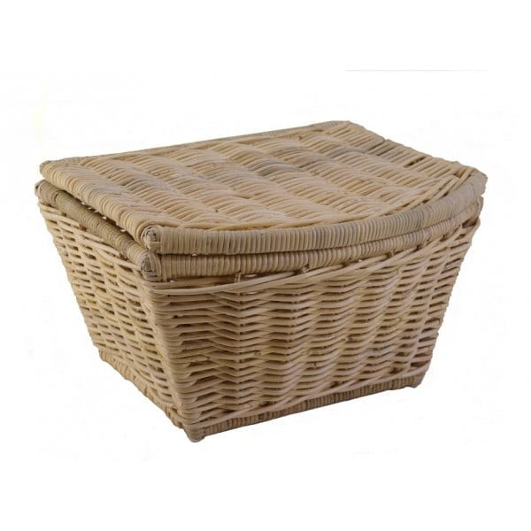 Fietsmand Silfra met deksel 47x42x29 in Naturel Rotan