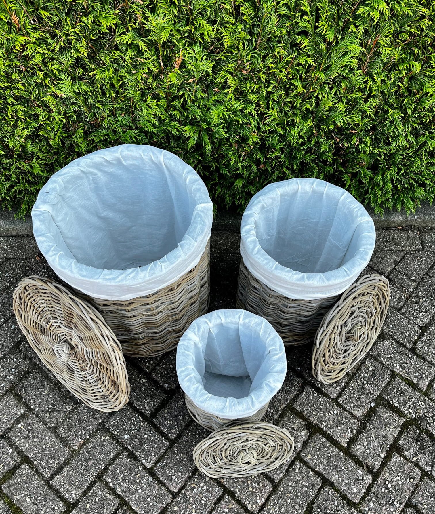 Wasmand rond in Grey rotan - Afbeelding 3