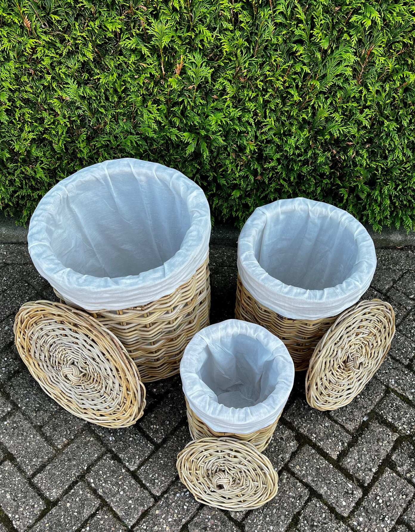 Wasmand Rond in Naturel rotan - Afbeelding 2