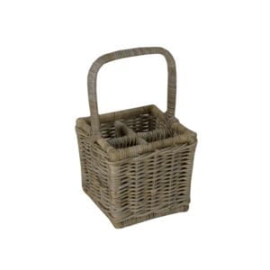 Flessenmand voor 4 flessen Grey rotan