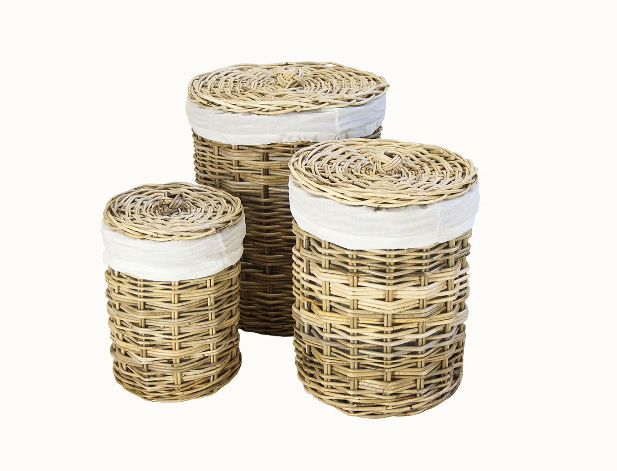 Wasmand Rond in Naturel rotan