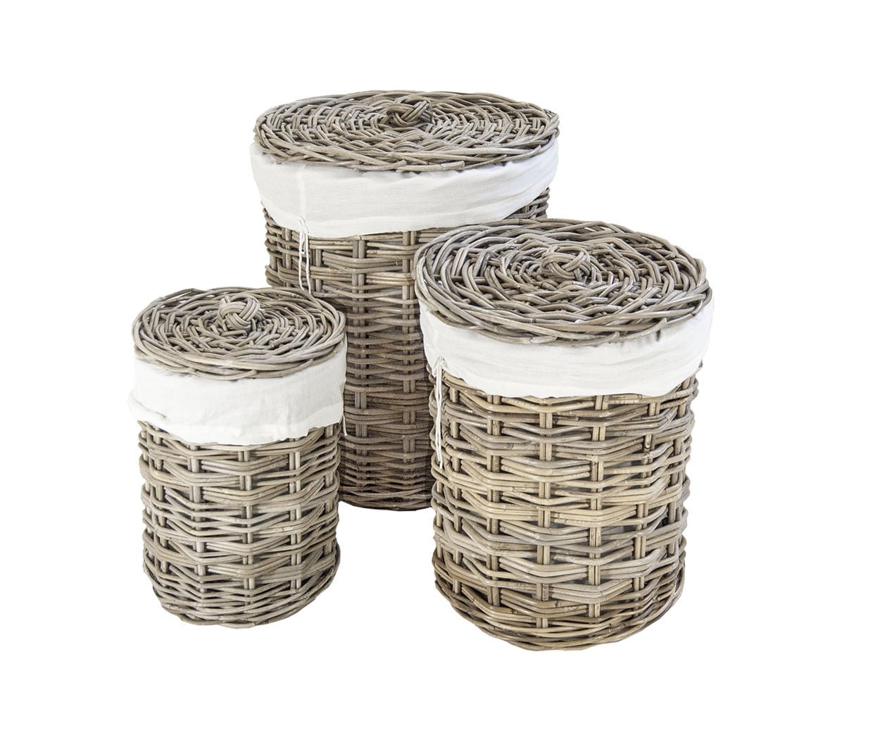 Wasmand rond in Grey rotan