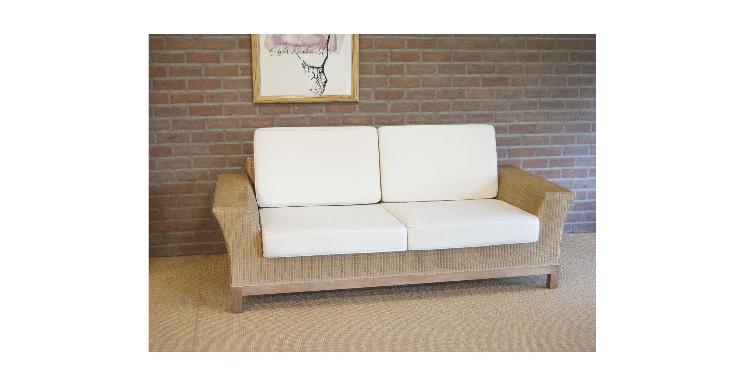 Bank Lloyd Loom 2,5 zits met ecru kussens