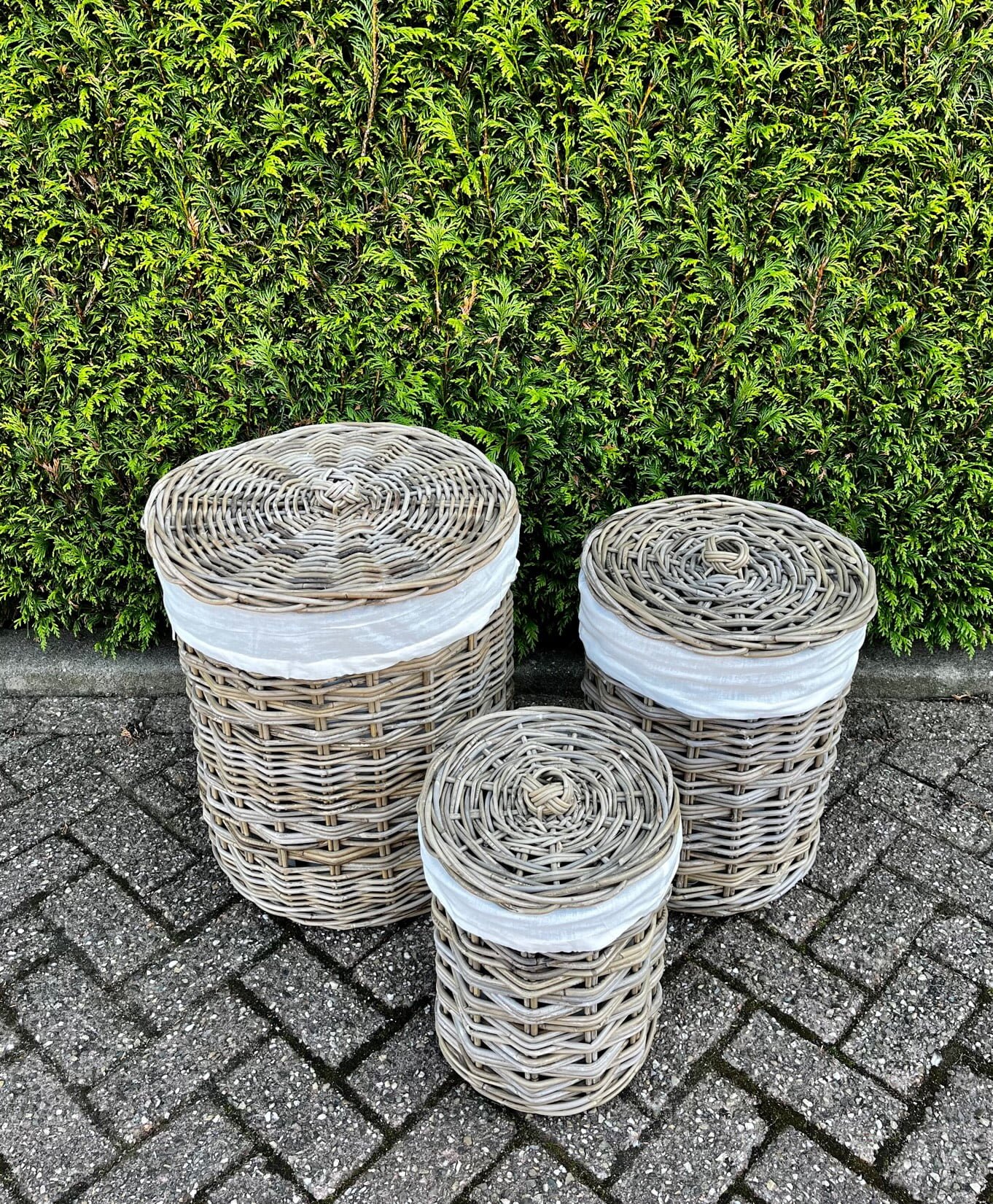Wasmand rond in Grey rotan - Afbeelding 2