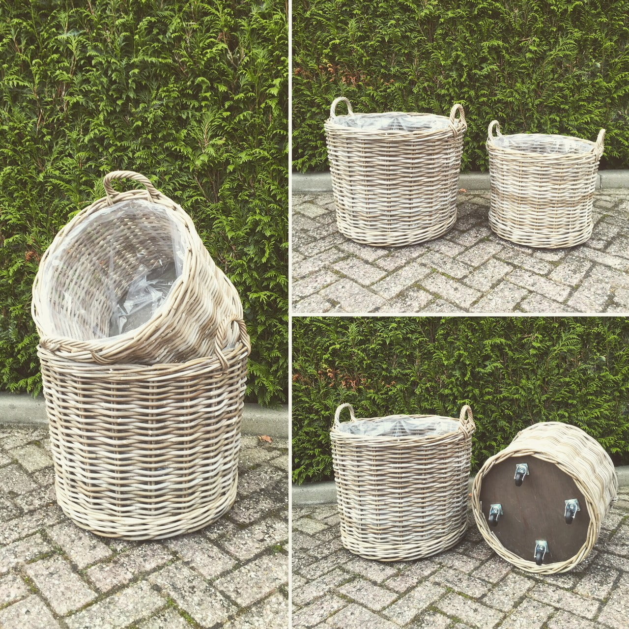 Mand 48x41 & 59x59 met wielen in Grey rotan - Afbeelding 2