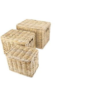 Opbergmand 37x26x30 & 47x34x35 & 55x40x40 in Naturel Rotan