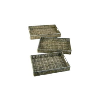 Dienblad 40x55x8 & 36x50x7 & 32x45x7 in Grey rotan